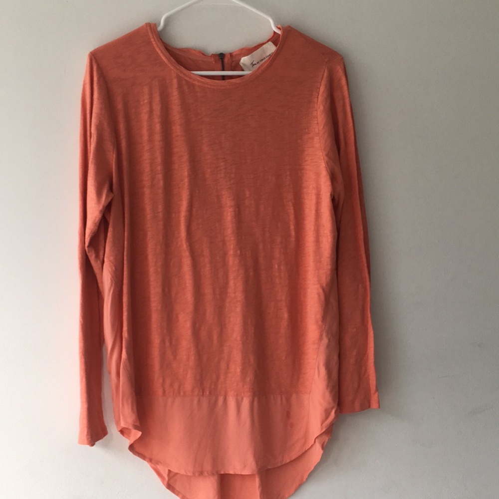 Two by Vince Camuto Peach High-Low Blouse- L